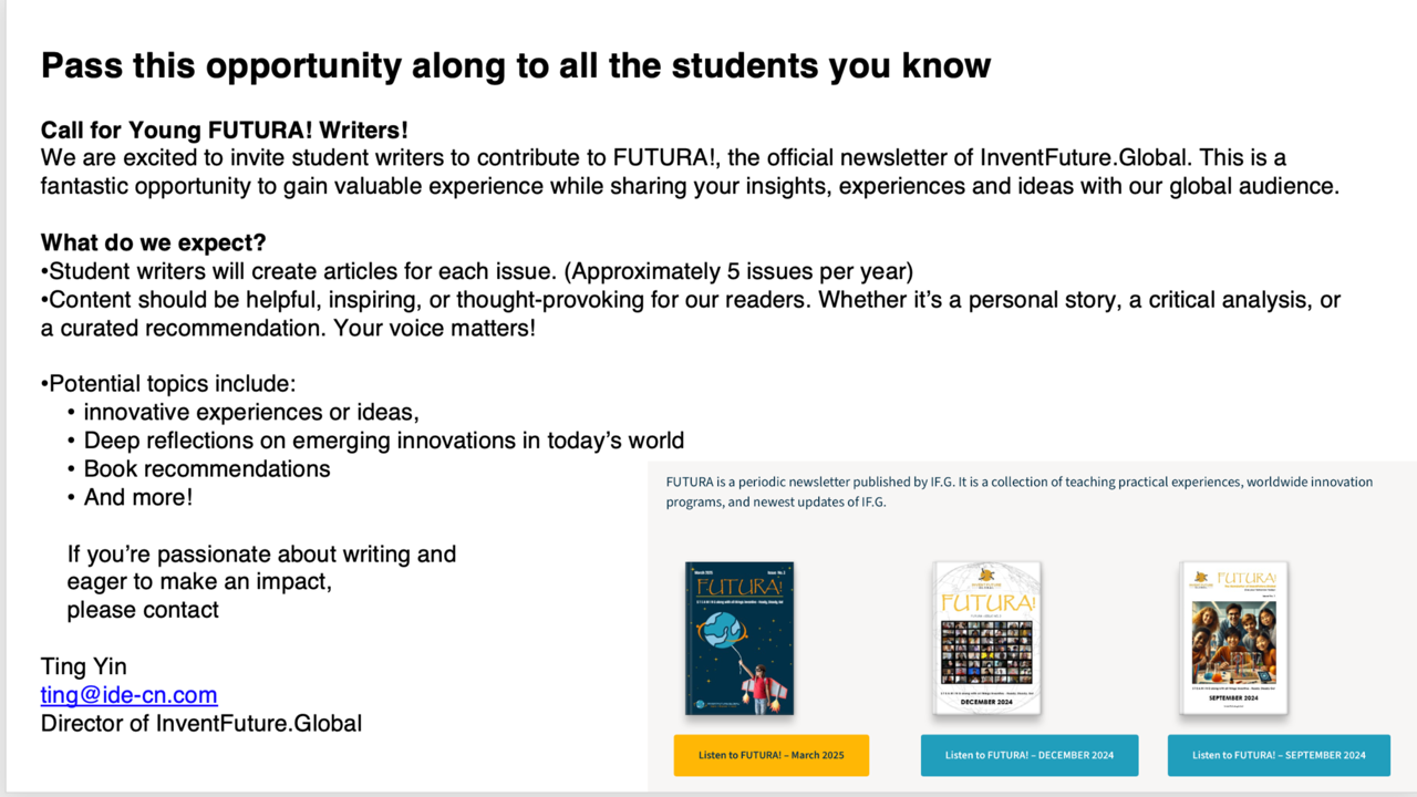 Writers' opportunity information